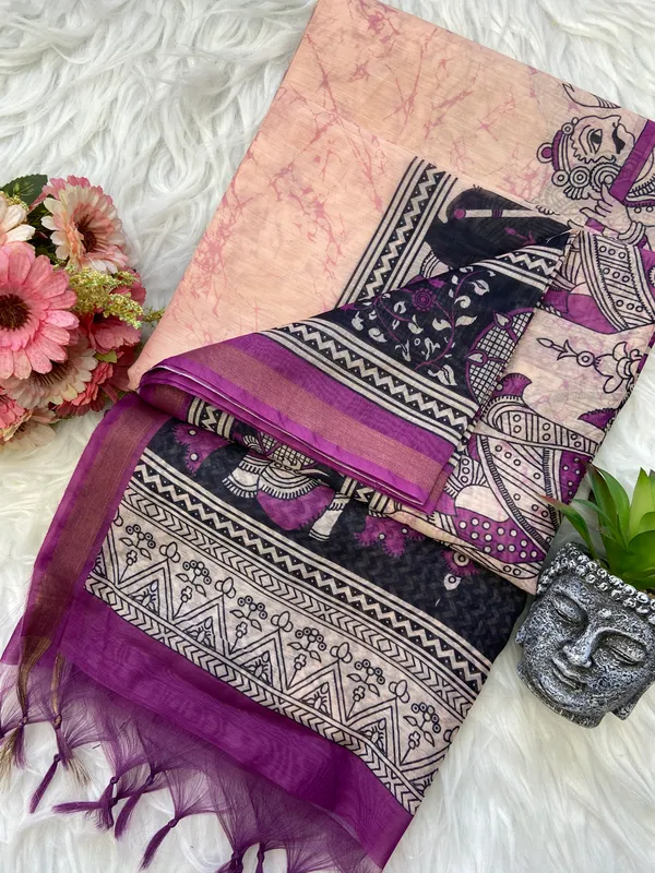 Radha_Rani_Wine_–_Zari_Line_Aesthetic_Edit_for_You_|_Soft_Chanderi_Cotton_Saree_with_Digital_Print,_Zari_Line_Saree_&_Digital_Print_Blouse