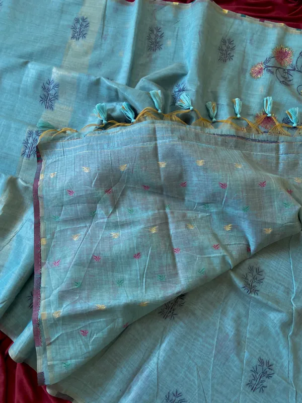 Grisha_Sky_Blue_–_Floral_Pallu_Wedding_Special_|_Premium_Soft_Muga_Cotton_Saree_with_Colourful_Resham_Weaving_Flower_Design_Pallu
