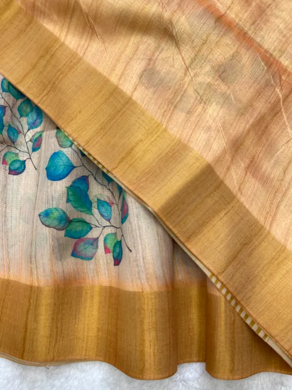 Divisha_Yellow_–_Diwali_Special_|_Soft_Tussar_Silk_Saree_with_Print,_Border_&_Contrast_Print_Blouse_with_Tassels