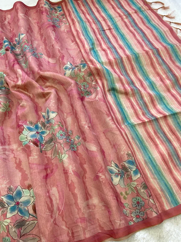 Nagma_Peach_–_Melodic_Aesthetic_Edit_for_You_|_Soft_Tussar_Silk_Saree_with_Digital_Print,_Zari_Line_Saree_&_Digital_Print_Blouse_with_Tassels