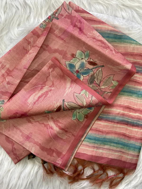 Nagma_Peach_–_Melodic_Aesthetic_Edit_for_You_|_Soft_Tussar_Silk_Saree_with_Digital_Print,_Zari_Line_Saree_&_Digital_Print_Blouse_with_Tassels