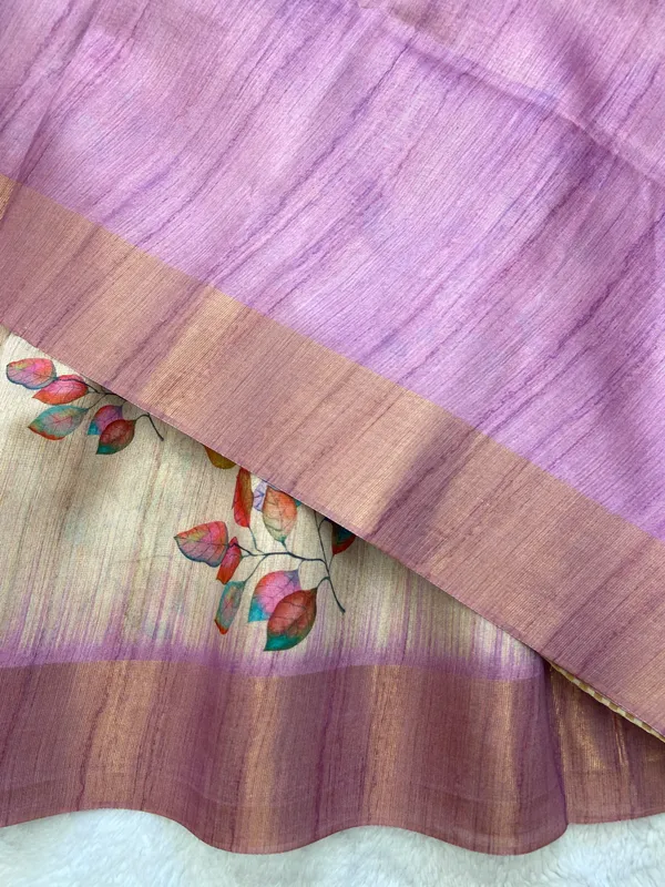 Divisha_Wine_–_Diwali_Special_|_Soft_Tussar_Silk_Saree_with_Print,_Border_&_Contrast_Print_Blouse_with_Tassels