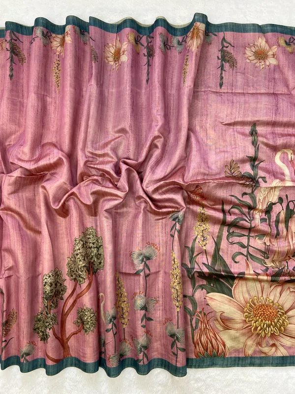 Soft_Tussar_Silk__sarees_with_Beautiful_Digital_Print_With_Attractive_Zari_Line_Saree_And_Digital_Print_Blouse_With_Tassels