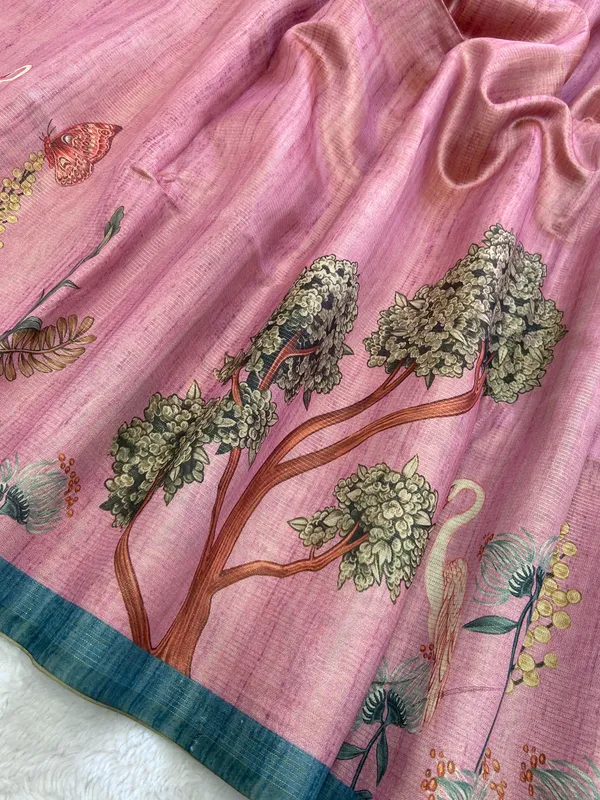 Soft_Tussar_Silk__sarees_with_Beautiful_Digital_Print_With_Attractive_Zari_Line_Saree_And_Digital_Print_Blouse_With_Tassels