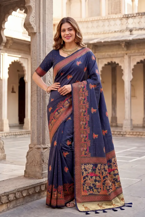 Melody_Blue_–_Melodic_Navratri_Special_|_Soft_Pashmina_Silk_Saree_with_Woven_Zari_Work,_Pashmina_Design_Saree_&_Running_Blouse_with_Tassels