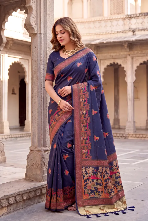Melody_Blue_–_Melodic_Navratri_Special_|_Soft_Pashmina_Silk_Saree_with_Woven_Zari_Work,_Pashmina_Design_Saree_&_Running_Blouse_with_Tassels