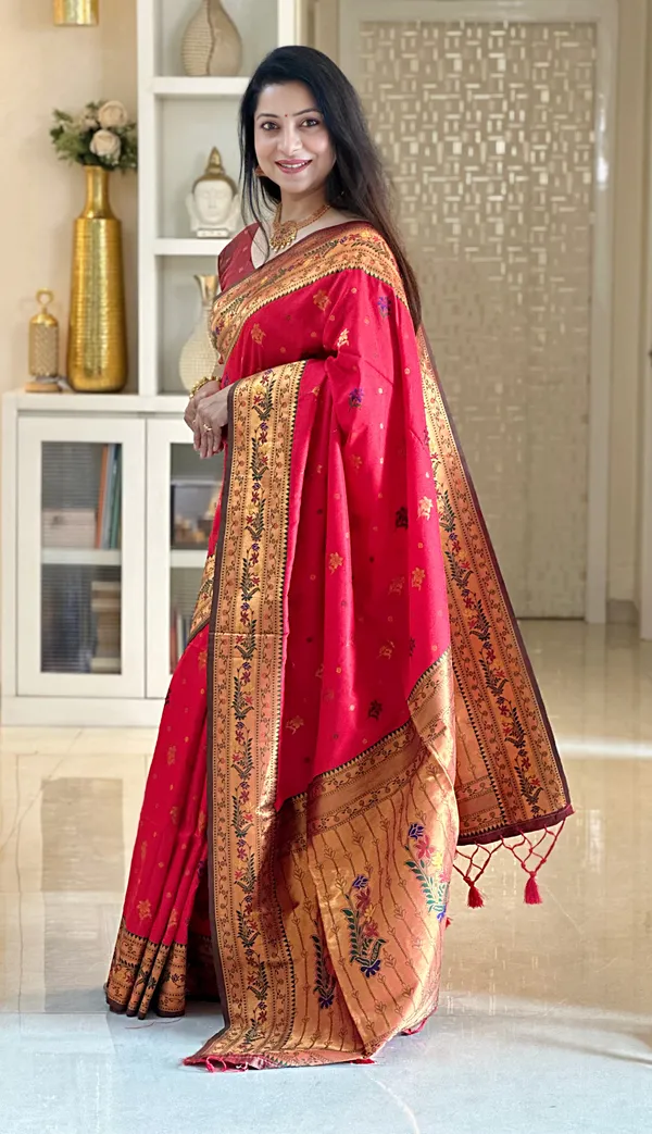 Kritika_Red_–_Starlit_Wedding_Special_|_Premium_Soft_Paithani_Silk_Saree_with_Weaving_Pattern,_Rich_Pallu_&_Border_&_Weaving_Blouse_with_Tassels