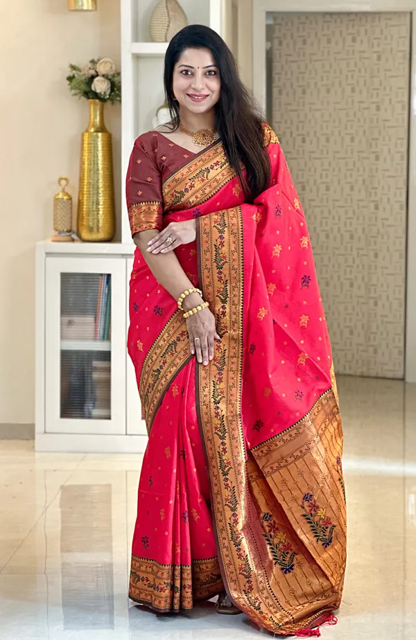 Kritika_Red_–_Starlit_Wedding_Special_|_Premium_Soft_Paithani_Silk_Saree_with_Weaving_Pattern,_Rich_Pallu_&_Border_&_Weaving_Blouse_with_Tassels