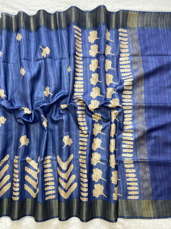 Kanika_Blue_–_Checks_Design_Aesthetic_Edit_for_You_|_Soft_Tussar_Silk_Saree_with_Digital_Print,_Checks_Design_Saree_&_Digital_Print_Blouse
