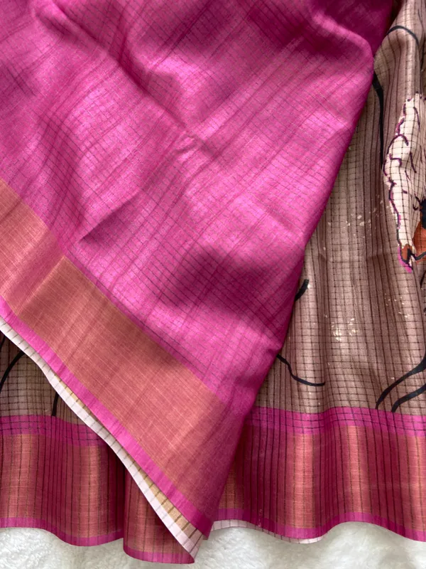 Purna_Grey_–_Complete_Aesthetic_Edit_for_You_|_Soft_Tussar_Silk_Saree_with_Digital_Print,_Checks_Design_Saree_&_Digital_Print_Blouse_with_Tassels