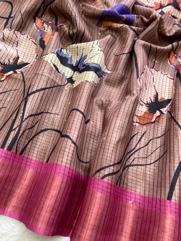 Purna_Grey_–_Complete_Aesthetic_Edit_for_You_|_Soft_Tussar_Silk_Saree_with_Digital_Print,_Checks_Design_Saree_&_Digital_Print_Blouse_with_Tassels