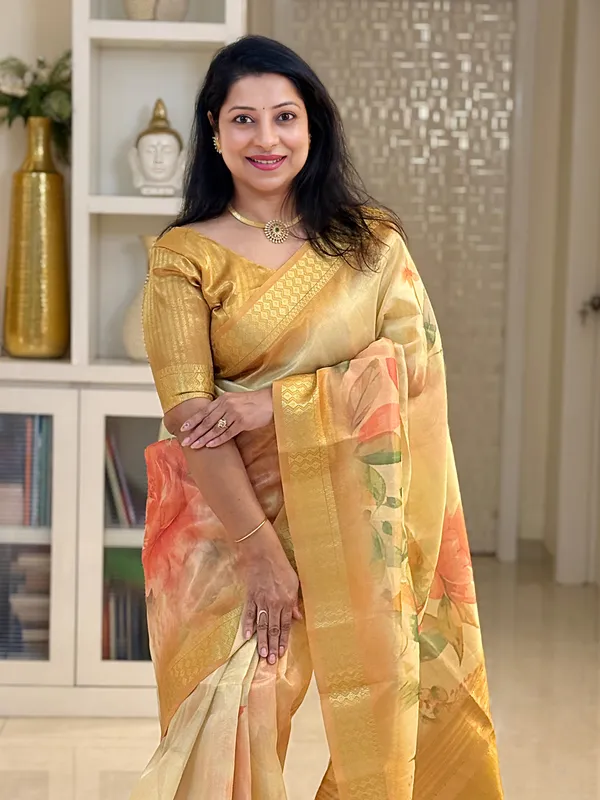 Dhriti_Yellow_–_Diwali_Special_|_Soft_Tissue_Silk_Saree_with_Digital_Print,_Border_&_Rich_Pallu,_Sequence_&_Contrast_Print_Blouse_with_Tassels