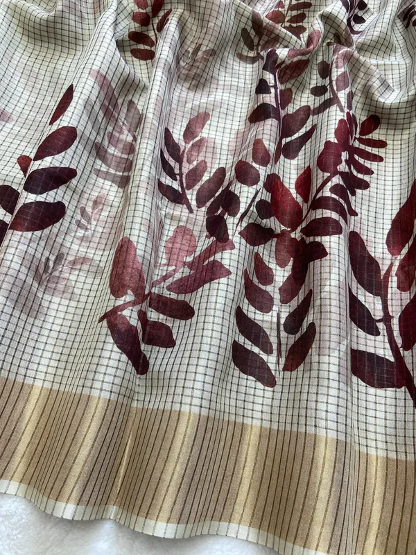 Soft_Tussar_Silk_sarees_with_Beautiful_Digital_Print_With_Attractive_Checks_Design_Saree_And_Digital_Print_Blouse_With_Tassels