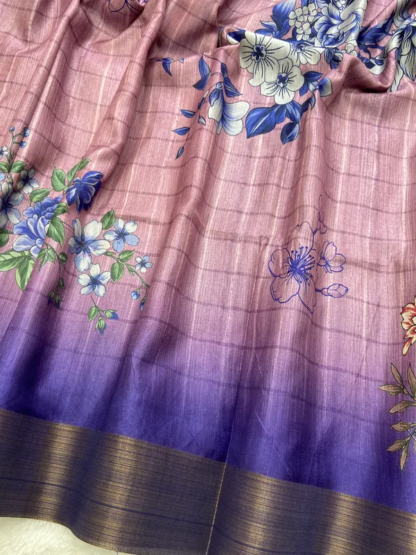 Dhwani_Blue_–_Melodic_Navratri_Special_|_Soft_Tussar_Silk_Saree_with_Print,_Border_&_Contrast_Print_Blouse_with_Tassels