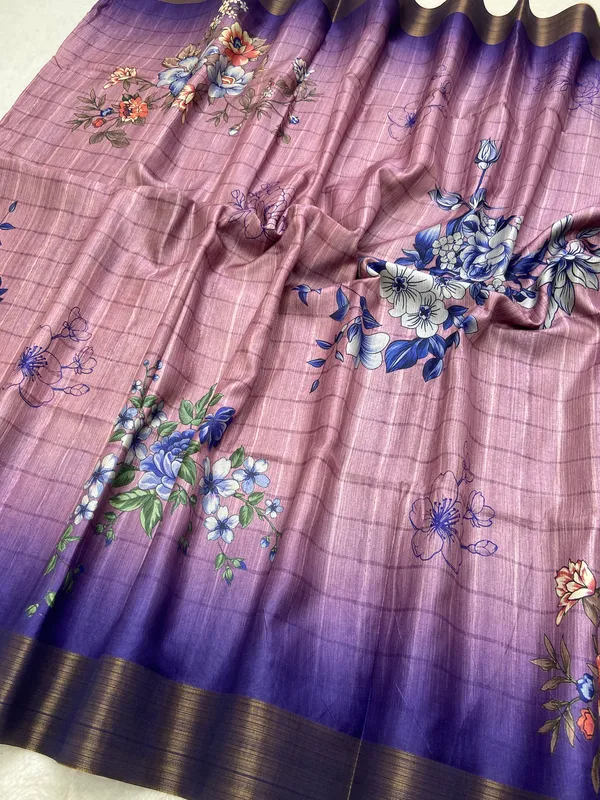 Dhwani_Blue_–_Melodic_Navratri_Special_|_Soft_Tussar_Silk_Saree_with_Print,_Border_&_Contrast_Print_Blouse_with_Tassels