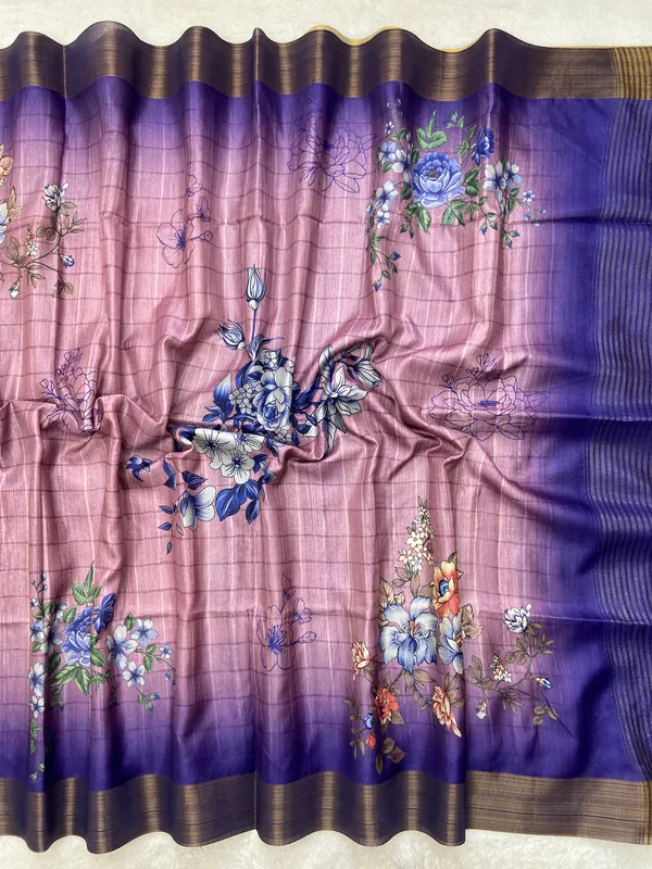 Dhwani_Blue_–_Melodic_Navratri_Special_|_Soft_Tussar_Silk_Saree_with_Print,_Border_&_Contrast_Print_Blouse_with_Tassels