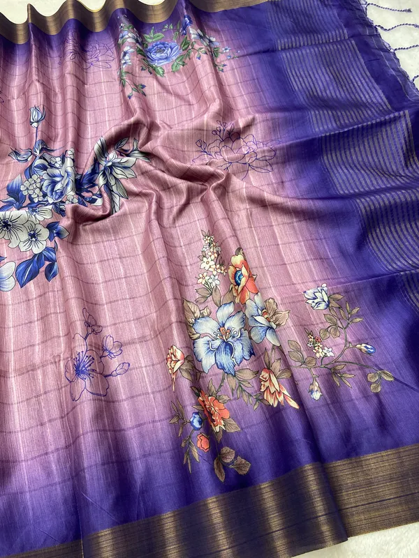 Dhwani_Blue_–_Melodic_Navratri_Special_|_Soft_Tussar_Silk_Saree_with_Print,_Border_&_Contrast_Print_Blouse_with_Tassels