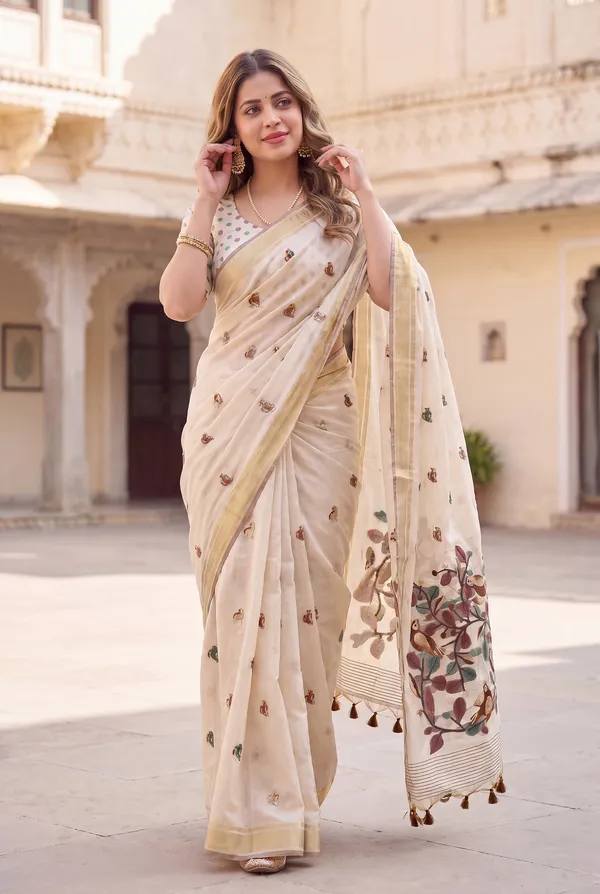 Chahat_2_Red_–_Cherished_Wedding_Special_|_Premium_Soft_Muga_Cotton_Saree_with_Colourful_Resham_Weaving_Pallu,_Traditional_Zari_Weaving_Border