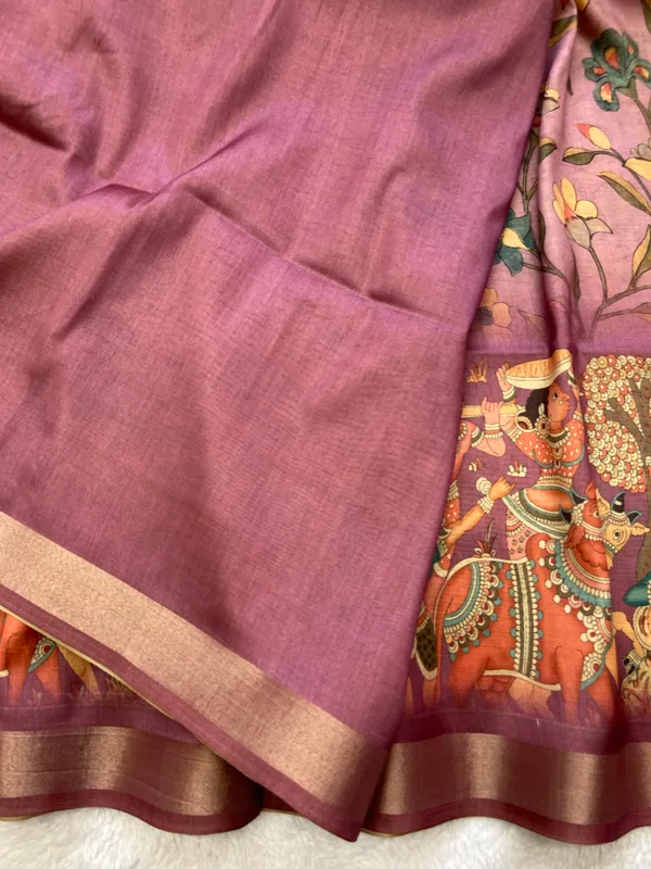 Pritha_Wine_–_Diwali_Special_|_Soft_Tussar_Silk_Saree_with_Digital_Print,_Border_&_Contrast_Print_Blouse_with_Tassels