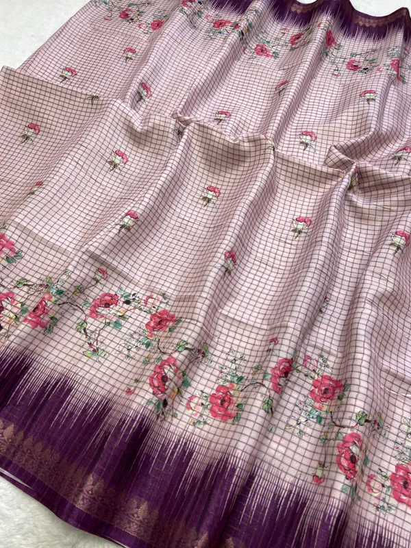 Shivani_Purple_–_Checks_Design_Aesthetic_Edit_for_You_|_Soft_Tussar_Silk_Saree_with_Digital_Print,_Checks_Design_Saree_&_Digital_Print_Blouse