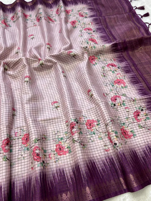 Shivani_Purple_–_Checks_Design_Aesthetic_Edit_for_You_|_Soft_Tussar_Silk_Saree_with_Digital_Print,_Checks_Design_Saree_&_Digital_Print_Blouse