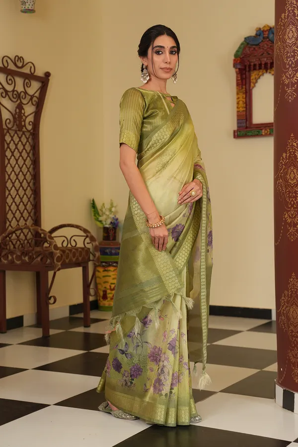 Vaanya_Pista_Green_–_Diwali_Special_|_Soft_Tissue_Silk_Saree_with_Digital_Print,_Border_&_Rich_Pallu,_Sequence_&_Contrast_Print_Blouse_with_Tassels