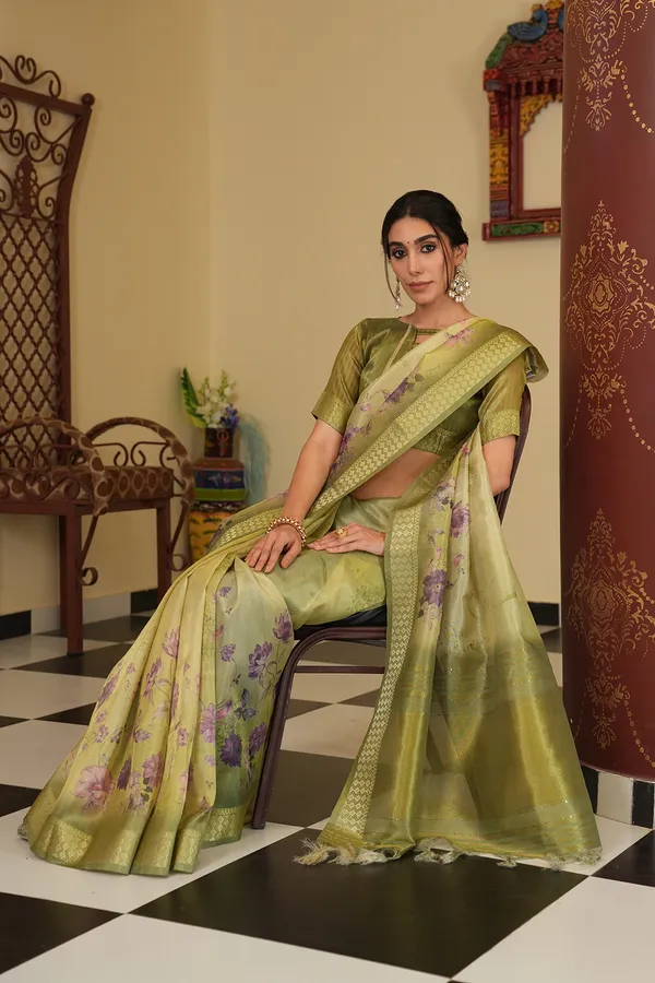 Vaanya_Pista_Green_–_Diwali_Special_|_Soft_Tissue_Silk_Saree_with_Digital_Print,_Border_&_Rich_Pallu,_Sequence_&_Contrast_Print_Blouse_with_Tassels