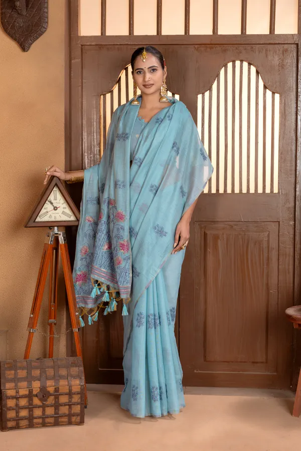 Grisha_Sky_Blue_–_Floral_Pallu_Wedding_Special_|_Premium_Soft_Muga_Cotton_Saree_with_Colourful_Resham_Weaving_Flower_Design_Pallu