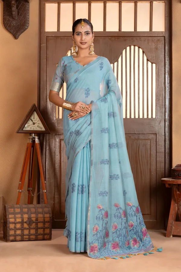 Grisha_Sky_Blue_–_Floral_Pallu_Wedding_Special_|_Premium_Soft_Muga_Cotton_Saree_with_Colourful_Resham_Weaving_Flower_Design_Pallu