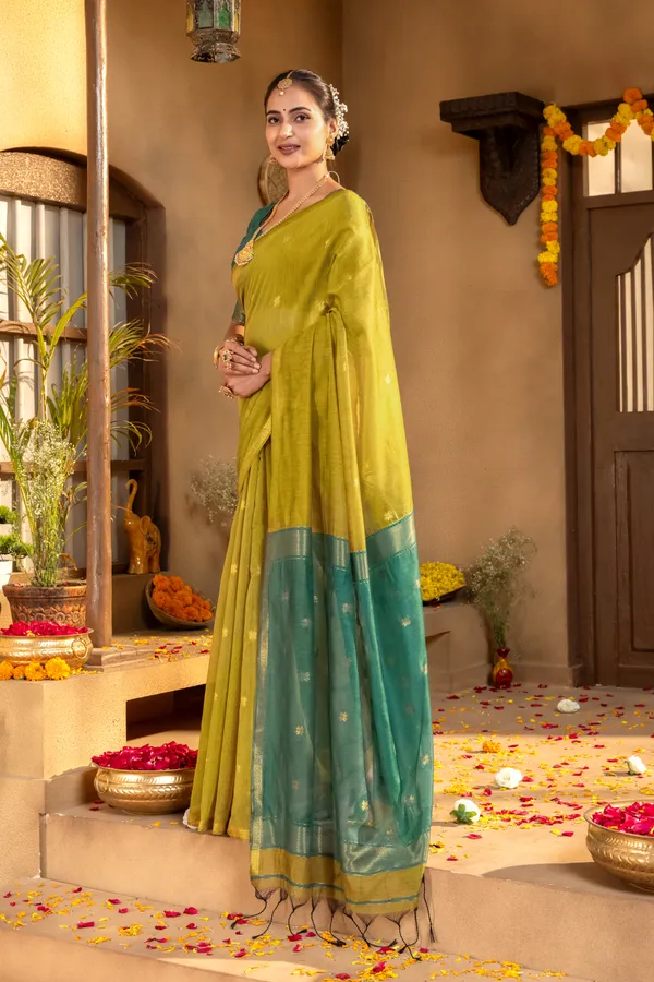 Jasleen_Rama_Green_&_Mehendi_Green_–_Wedding_Special_|_Original_Maheswari_Cotton_Silk_Saree_with_Kanchipuram_Rich_Gold-Toned_Woven_Butti_Zari_Work