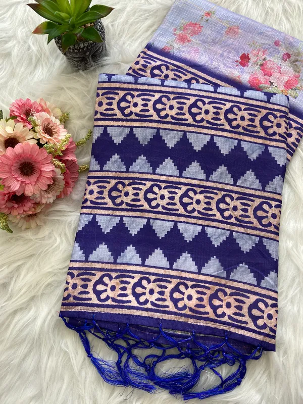 Pahal_Blue_–_Aesthetic_Edit_for_You_|_Soft_Kota_Saree_with_Print,_Pallu_&_Contrast_Print_Blouse_with_Tassels