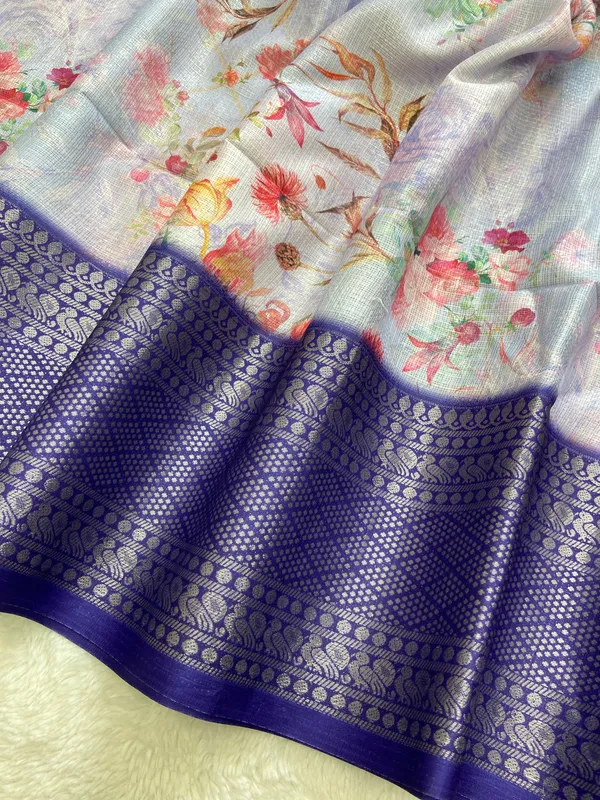 Pahal_Blue_–_Aesthetic_Edit_for_You_|_Soft_Kota_Saree_with_Print,_Pallu_&_Contrast_Print_Blouse_with_Tassels