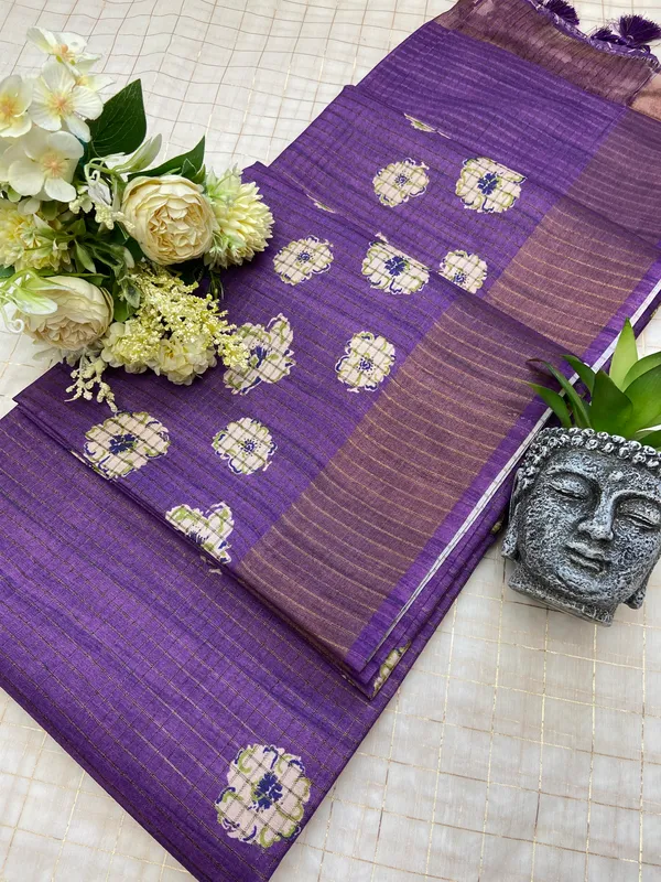 Geetika_Purple_–_Melodic_Aesthetic_Edit_for_You_|_Soft_Tussar_Silk_Saree_with_Digital_Print,_Checks_Design_Saree_&_Digital_Print_Blouse_with_Tassels