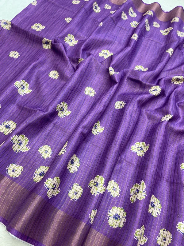 Geetika_Purple_–_Melodic_Aesthetic_Edit_for_You_|_Soft_Tussar_Silk_Saree_with_Digital_Print,_Checks_Design_Saree_&_Digital_Print_Blouse_with_Tassels