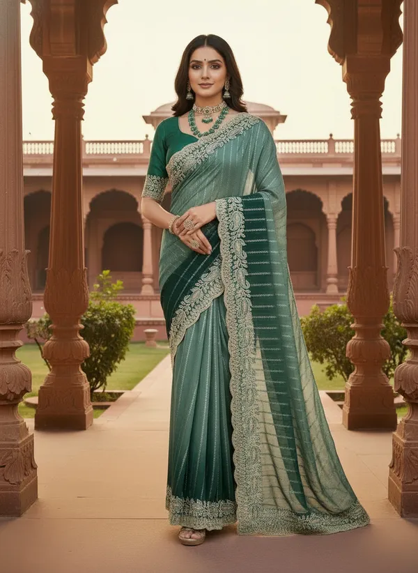 Kajju_Katri_Pedding_sarees_with_Beautiful_Embroidery_&_Sequence_Work_With_Attractive_Cutwork_Border_And_Heavy_Embroidery_&_Sequence_Work_Blouse