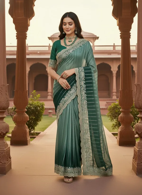 Kajju_Katri_Pedding_sarees_with_Beautiful_Embroidery_&_Sequence_Work_With_Attractive_Cutwork_Border_And_Heavy_Embroidery_&_Sequence_Work_Blouse