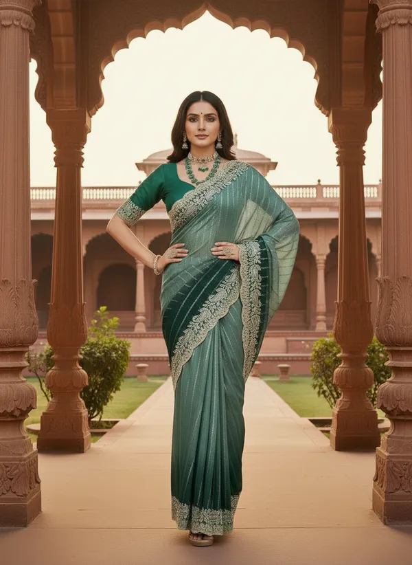 Kajju_Katri_Pedding_sarees_with_Beautiful_Embroidery_&_Sequence_Work_With_Attractive_Cutwork_Border_And_Heavy_Embroidery_&_Sequence_Work_Blouse