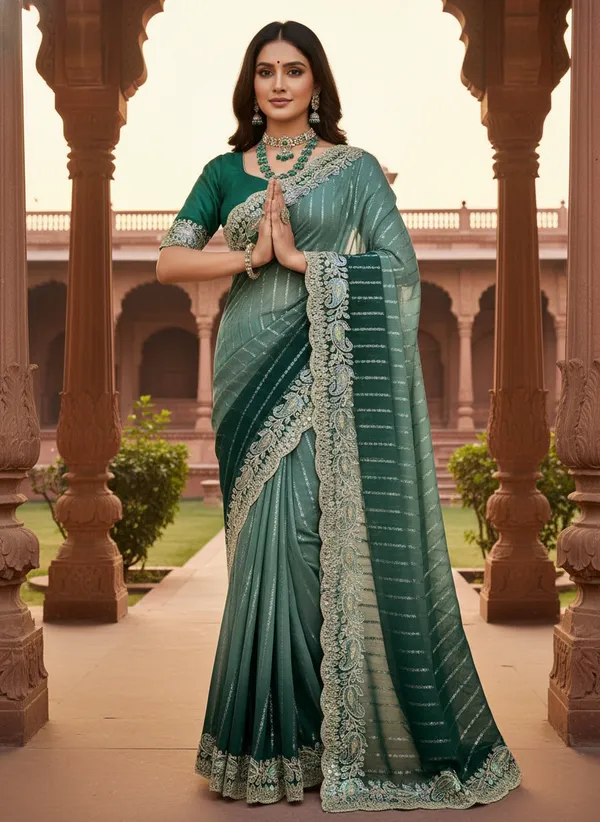 Kajju_Katri_Pedding_sarees_with_Beautiful_Embroidery_&_Sequence_Work_With_Attractive_Cutwork_Border_And_Heavy_Embroidery_&_Sequence_Work_Blouse
