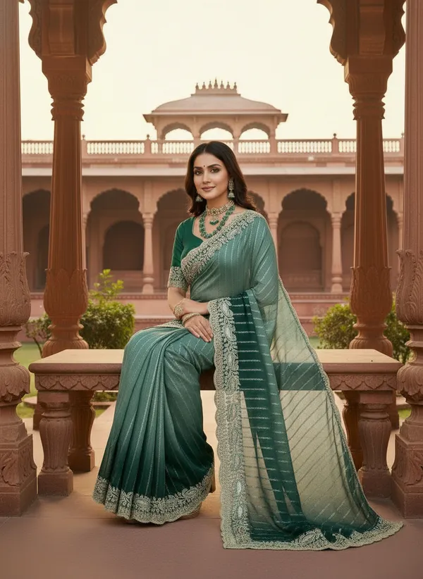 Kajju_Katri_Pedding_sarees_with_Beautiful_Embroidery_&_Sequence_Work_With_Attractive_Cutwork_Border_And_Heavy_Embroidery_&_Sequence_Work_Blouse