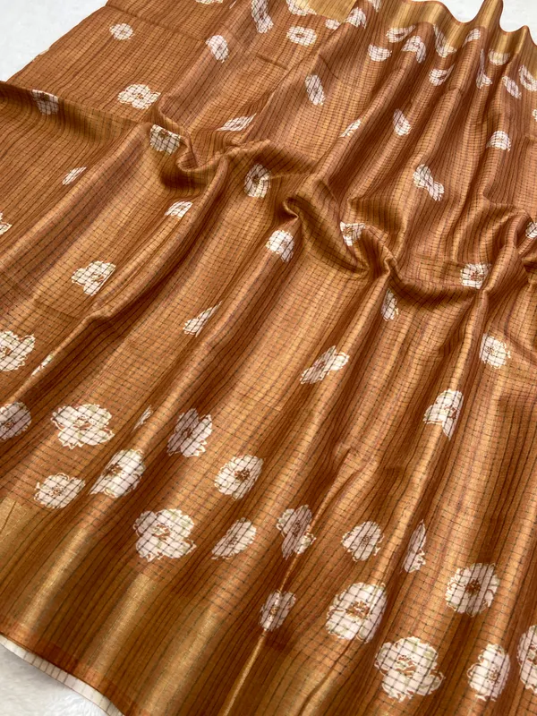 Geetika_Coffee_Brown_–_Melodic_Aesthetic_Edit_for_You_|_Soft_Tussar_Silk_Saree_with_Digital_Print,_Checks_Design_Saree_&_Digital_Print_Blouse