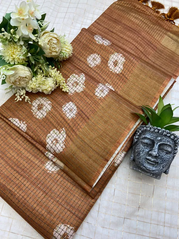 Geetika_Coffee_Brown_–_Melodic_Aesthetic_Edit_for_You_|_Soft_Tussar_Silk_Saree_with_Digital_Print,_Checks_Design_Saree_&_Digital_Print_Blouse