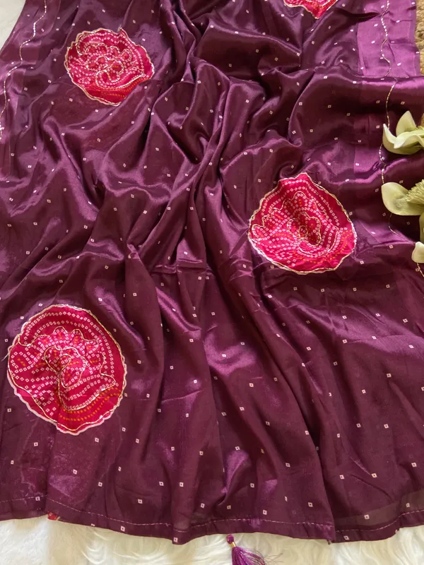 Soft_Chinon_Silk_sarees_with_Beautiful_Bandhani_Print_With_Attractive_Handwork_And_Mono_Fabric_Blouse_With_Tassels_in_new_styles_n_new_look