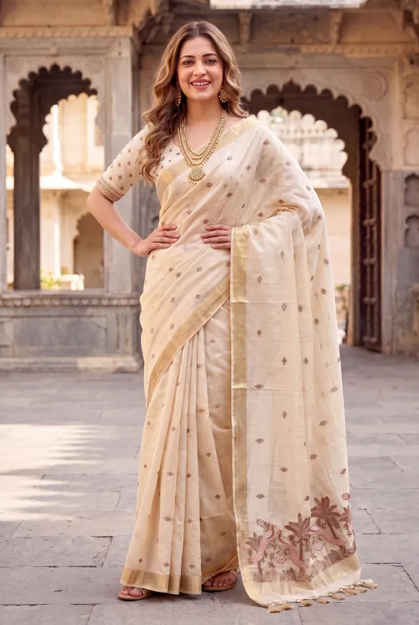 Kashish_2_Cream_–_Alluring_Wedding_Special_|_Premium_Soft_Muga_Cotton_Saree_with_Colourful_Resham_Weaving_Peacock_Design_Pallu