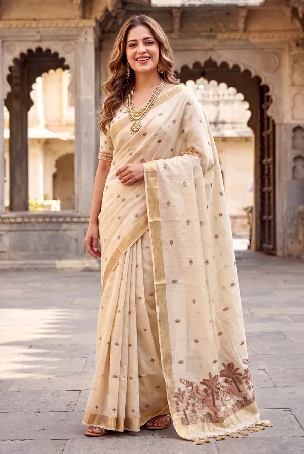 Kashish_2_Cream_–_Alluring_Wedding_Special_|_Premium_Soft_Muga_Cotton_Saree_with_Colourful_Resham_Weaving_Peacock_Design_Pallu