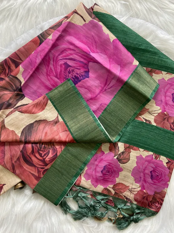 Soft_Tussar_Silk_sarees_with_Beautiful_Digital_Print_With_Attractive_Slub_Pattern_And_Digital_Print_Blouse_With_Tassels