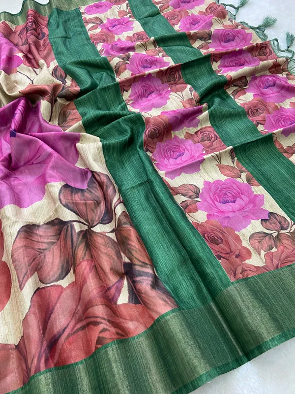 Soft_Tussar_Silk_sarees_with_Beautiful_Digital_Print_With_Attractive_Slub_Pattern_And_Digital_Print_Blouse_With_Tassels