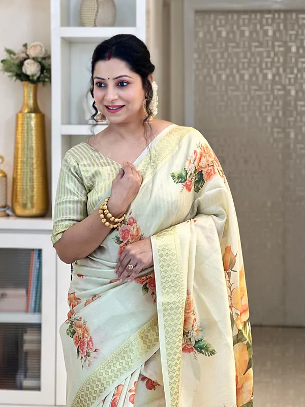Anvika_Flower_Off_White_–_Diwali_Special_|_Soft_Tissue_Silk_Saree_with_Digital_Print,_Border_&_Rich_Pallu,_Sequence_&_Contrast_Print_Blouse
