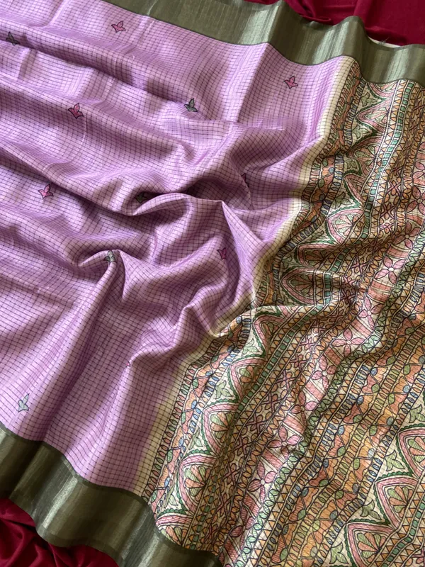 Bindu_Pink_–_Checks_Design_Aesthetic_Edit_for_You_|_Soft_Tussar_Silk_Saree_with_Digital_Print,_Checks_Design_Saree_&_Digital_Print_Blouse_with_Tassels