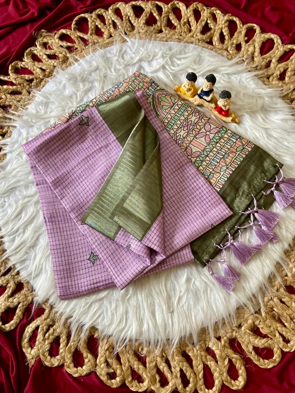 Bindu_Pink_–_Checks_Design_Aesthetic_Edit_for_You_|_Soft_Tussar_Silk_Saree_with_Digital_Print,_Checks_Design_Saree_&_Digital_Print_Blouse_with_Tassels