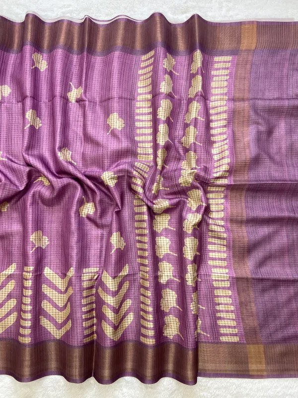 Kanika_Wine_–_Checks_Design_Aesthetic_Edit_for_You_|_Soft_Tussar_Silk_Saree_with_Digital_Print,_Checks_Design_Saree_&_Digital_Print_Blouse